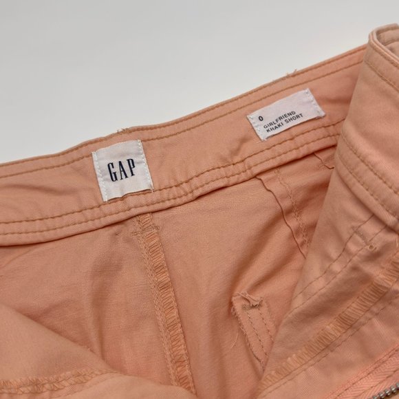 GAP Girlfriend Khaki Shorts size 0 Stretch High Rise Color Peach Martini NWT - Picture 6 of 10
